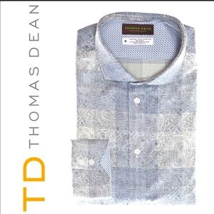 🆕 Thomas Dean Blue Paisley Long Sleeve Button Up